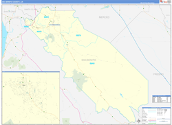 San Benito County, CA Wall Map Zip Code Basic Style 2024